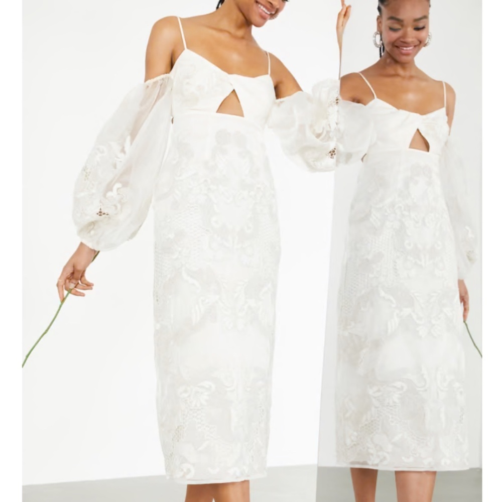 ASOS Edition Willow Twist Front Bridal Midi Dress